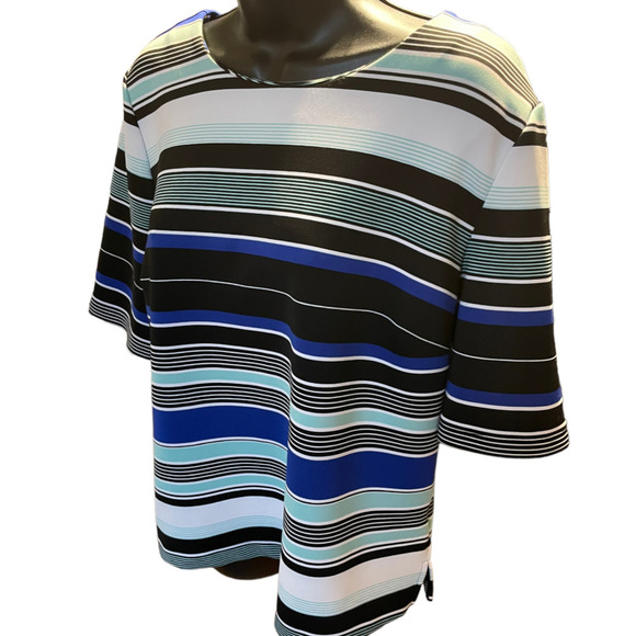 Liz Claiborne Striped Zippered Blouse Size L - Picture 3 of 8